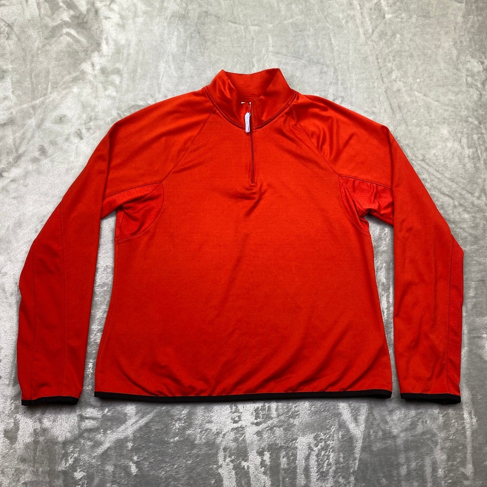 Prospirit Womens L Pullover 1/4 Zip Long Sleeve Athletic Top Orange Outdoor